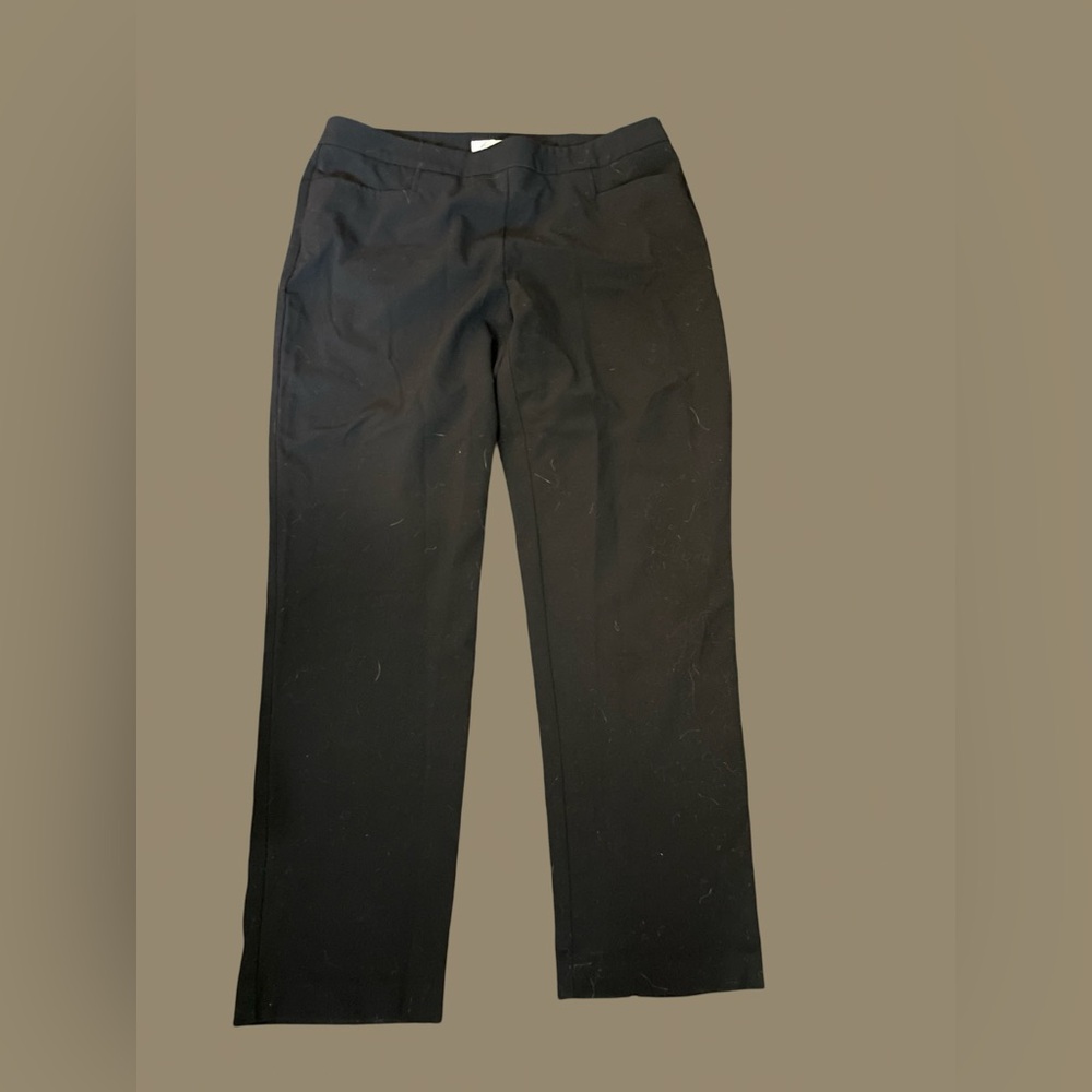 Dress Barn black pants flat front trousers size 12 rayon spandex pockets pull on - Picture 3 of 13